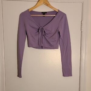 Publik Purple Long Sleeve Tie Front Crop Top Women’s Medium